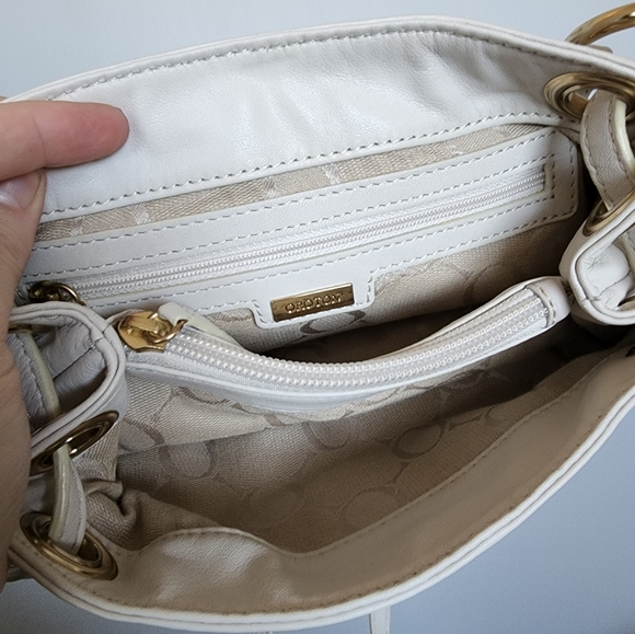 Oroton Cream Small Bag Long Strap Gold Leather Glomesh Couch Crossbody - Picture 10 of 10